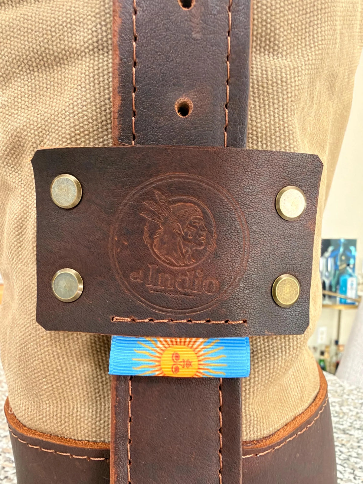 Yerba Mate Bag -Bolso Matero hecho a mano– Cuero Argentino y Lona