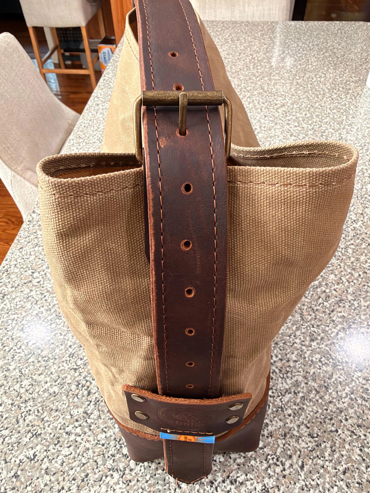 Yerba Mate Bag -Bolso Matero hecho a mano– Cuero Argentino y Lona