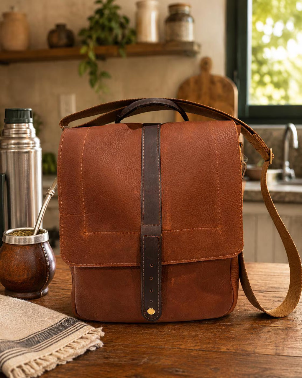 Yerba Mate Bag-Bolso Matero hecho a mano– Cuero Argentino