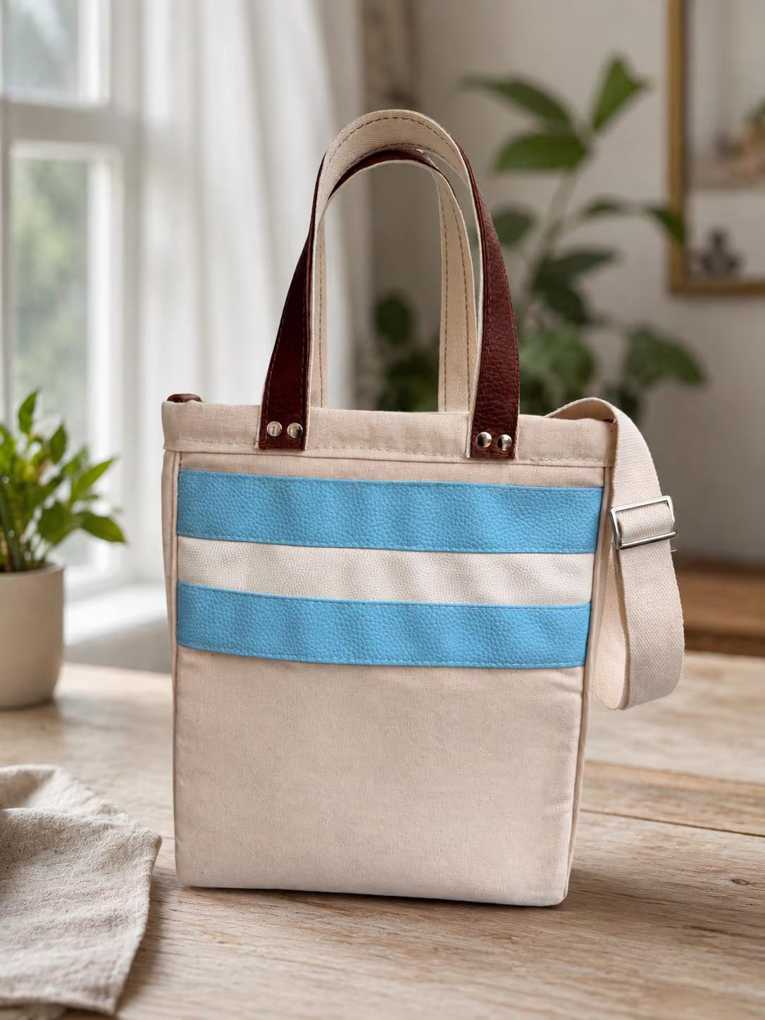 Yerba Mate Bag-Bolso Matero hecho a mano– Lona y cuerina.